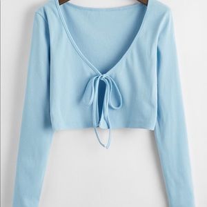 Tie Front Ribbed Crop Top